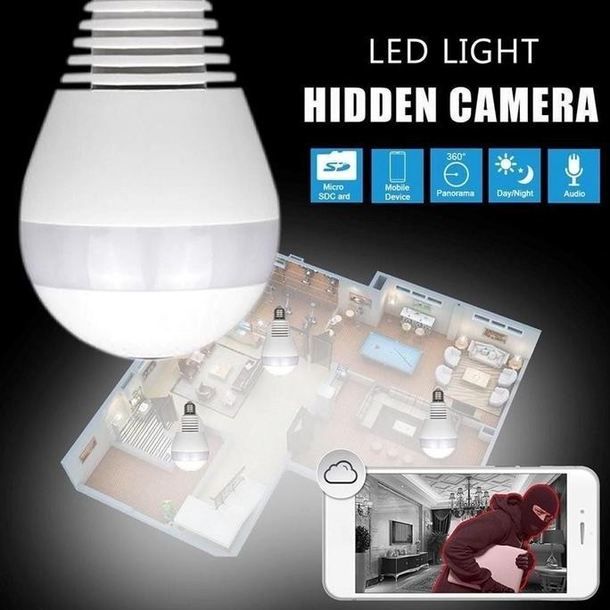 BEBAS ONGKIR - IP Camera CCTV Bulb WiFi Panoramic Lampu Kamera Tersembunyi