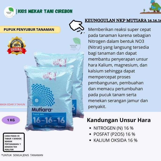 

Terlaris Pupuk Npk Mutiara 16.16.16 Kemasan Pabrik 1 Kg