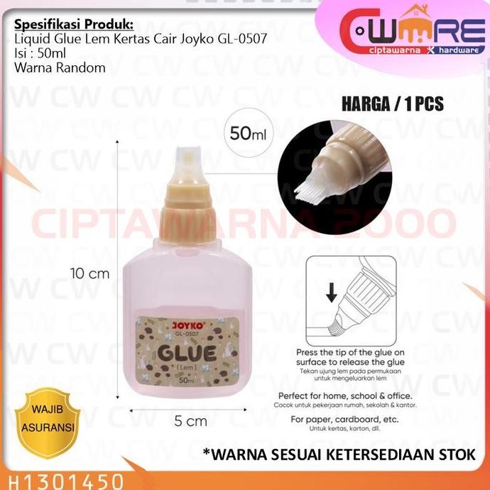 

*****] Lem Kertas Cair Joyko GL-0507 Liquid Glue Multipurpose Serbaguna 50 ml