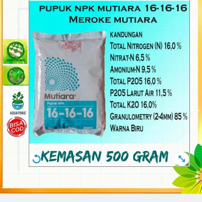 

Terlaris Pupuk Npk Mutiara 161616 Kemasan Repacking 500 Gram