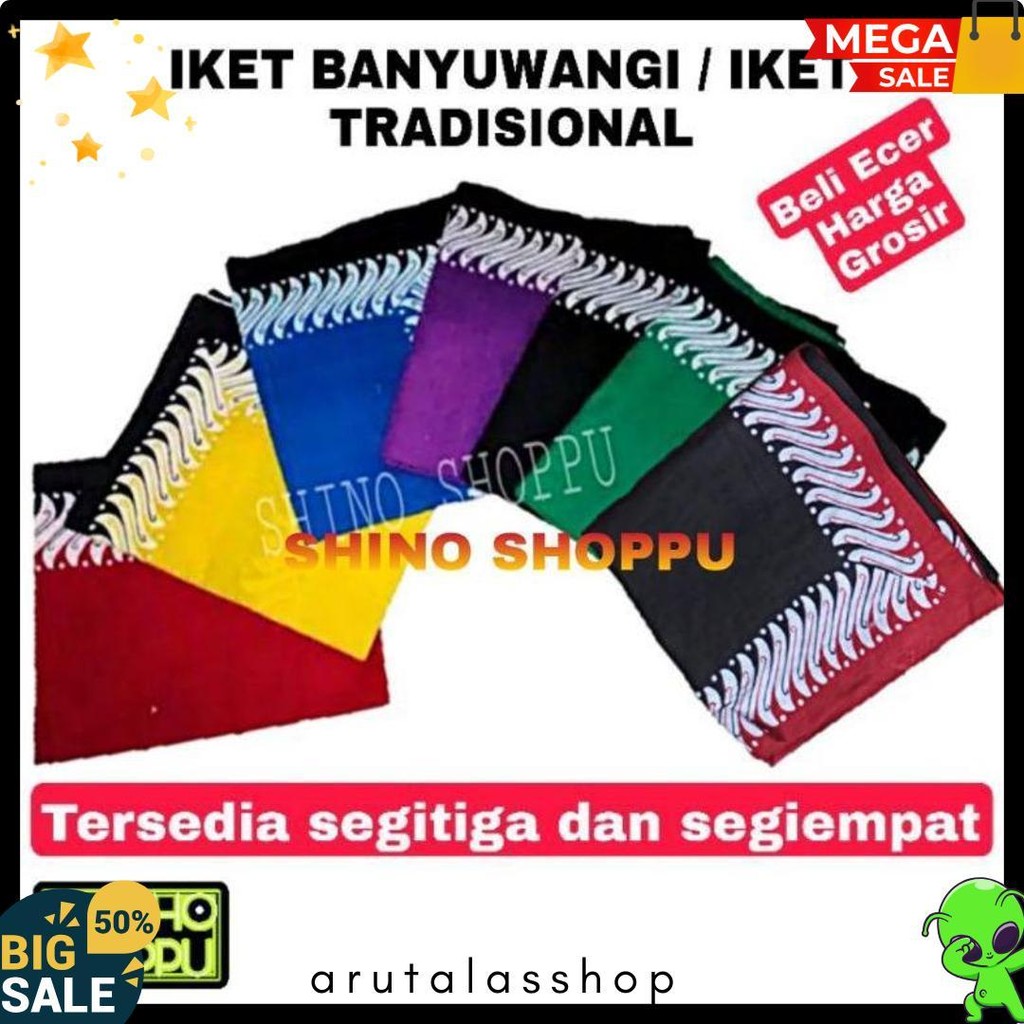 Udeng Banyuwangi/Iket Banyuwangi/Ikat Kepala Jaranan Segi Empat & Segitiga Diskon