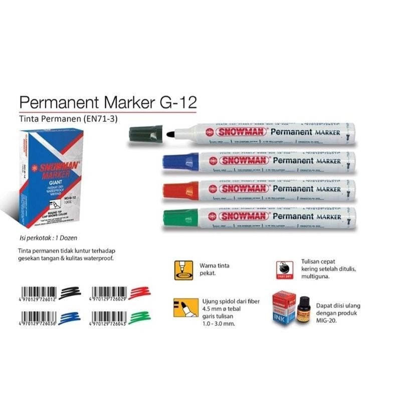 

Ready G 12 Spidol Permanent Marker G12 Snowman G-12