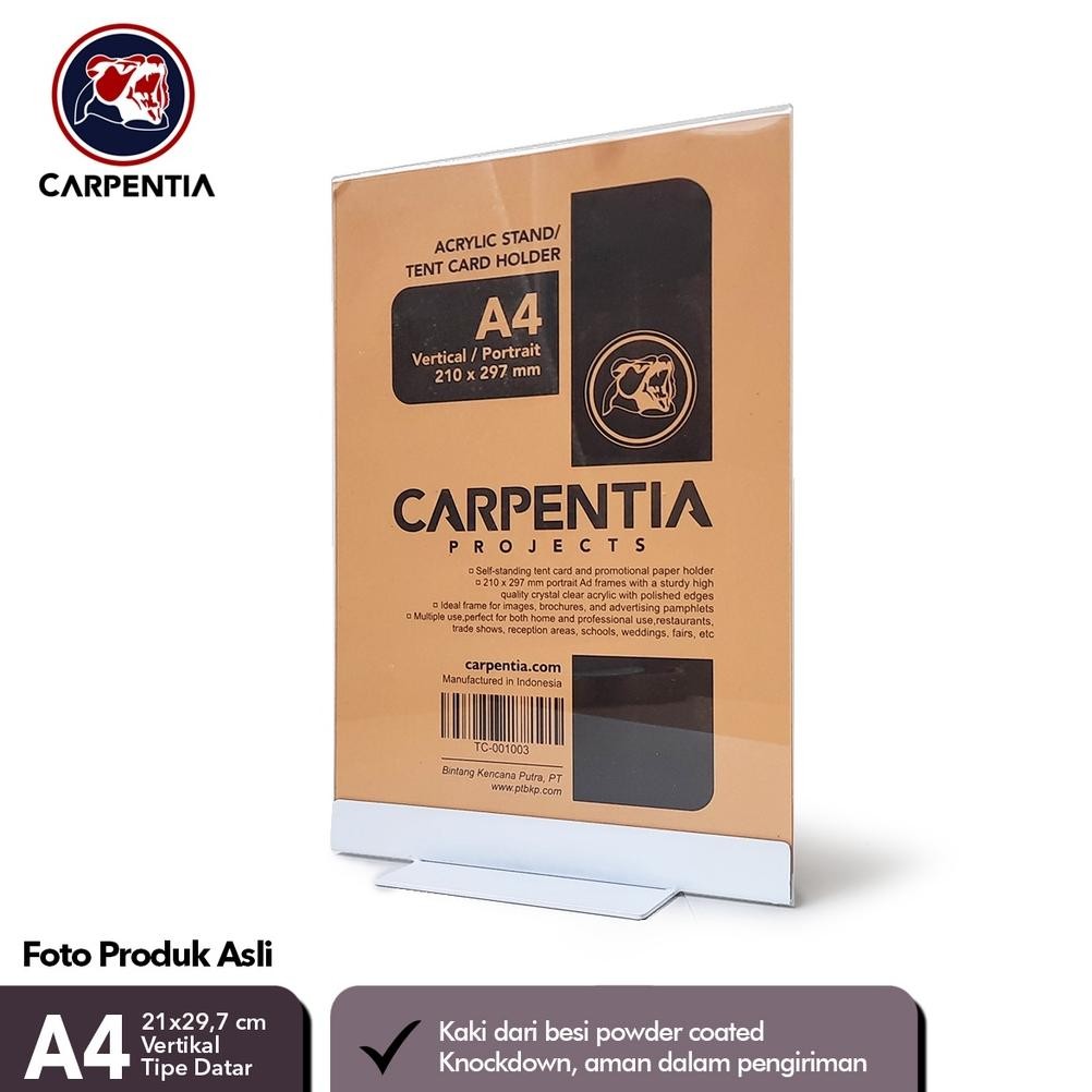 

Ready Carpentia Cove - Stand Akrilik Kaki Besi / Datar A4 Vertikal 21X29,7Cm [Display Menu, Brosur, Tent Card Holder, Nomor Meja Dll]