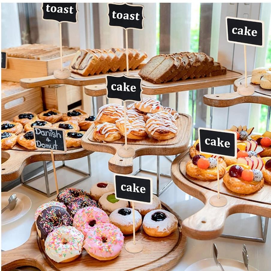 

Ready [10 Pc] Mini Chalkboard Papan Tulis For Party Buffet Labels With Stand