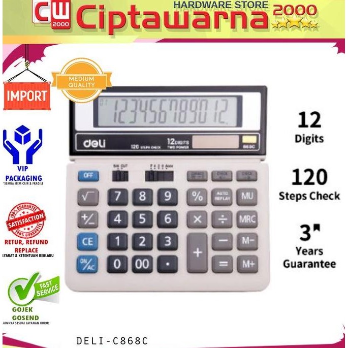 

] Kalkulator Hitung 12 Digit C868C / Calculator (Grey)(PCS) - WOOK