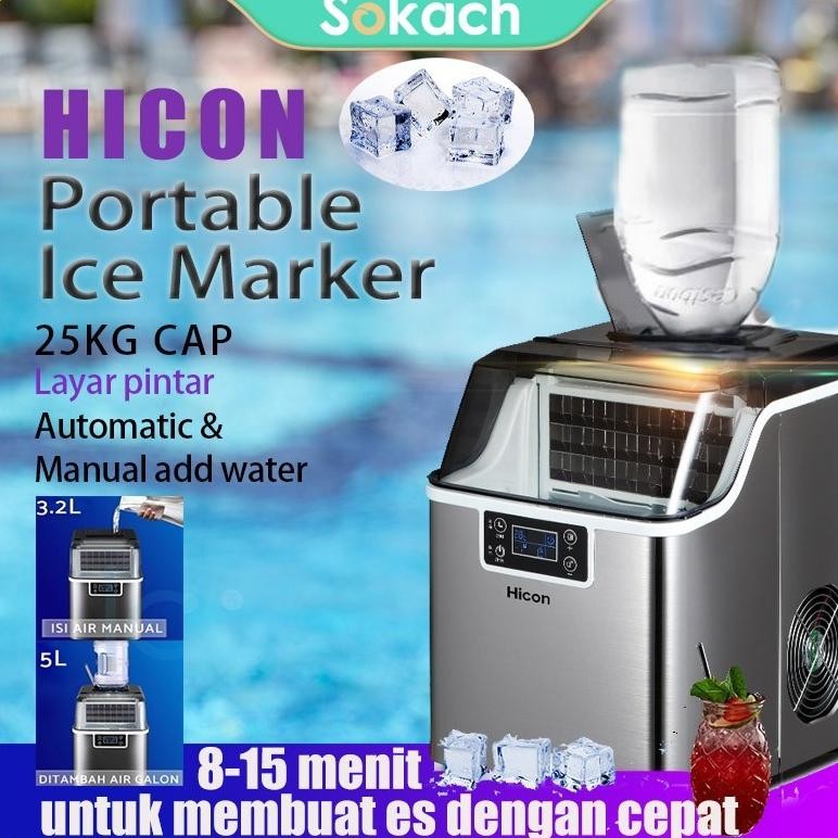 Terlaris 30kg / 24 jam Hicon ORI Brand Mesin Pembuat Es Batu Mesin Es Batu Ice 30KG Hicon Ice Maker 