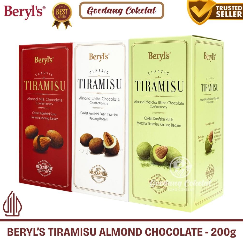 

Ready stok Terlaris Beryls Classic Tiramisu Almond Green Tea Milk White Chocolate Beryl's Coklat Malysia 200g Termurah
