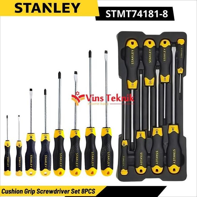 Terjangkau Cushion Grip Screwdriver Obeng Plus Minus Set 8Pcs Stanley Stmt74181-8