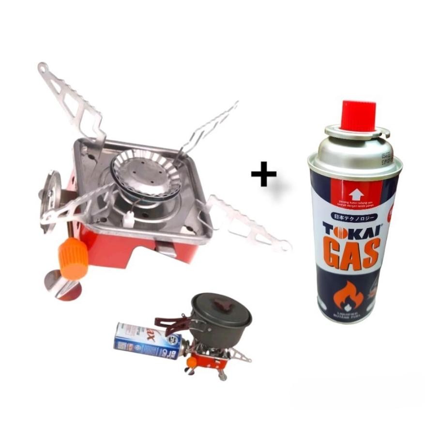 Panci Set Camping Outdoor Multifungsi Paket Kompor Portable Mini Gsf 3309 + Panci Set Q2 8303