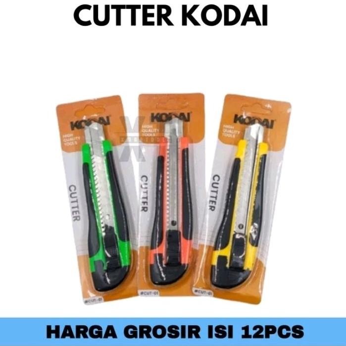 

NEW!!! NEW!!! GROSIR 1BOX 12PCS CUTTER besar gagang karet auto lock / Pisau cutter KODAI