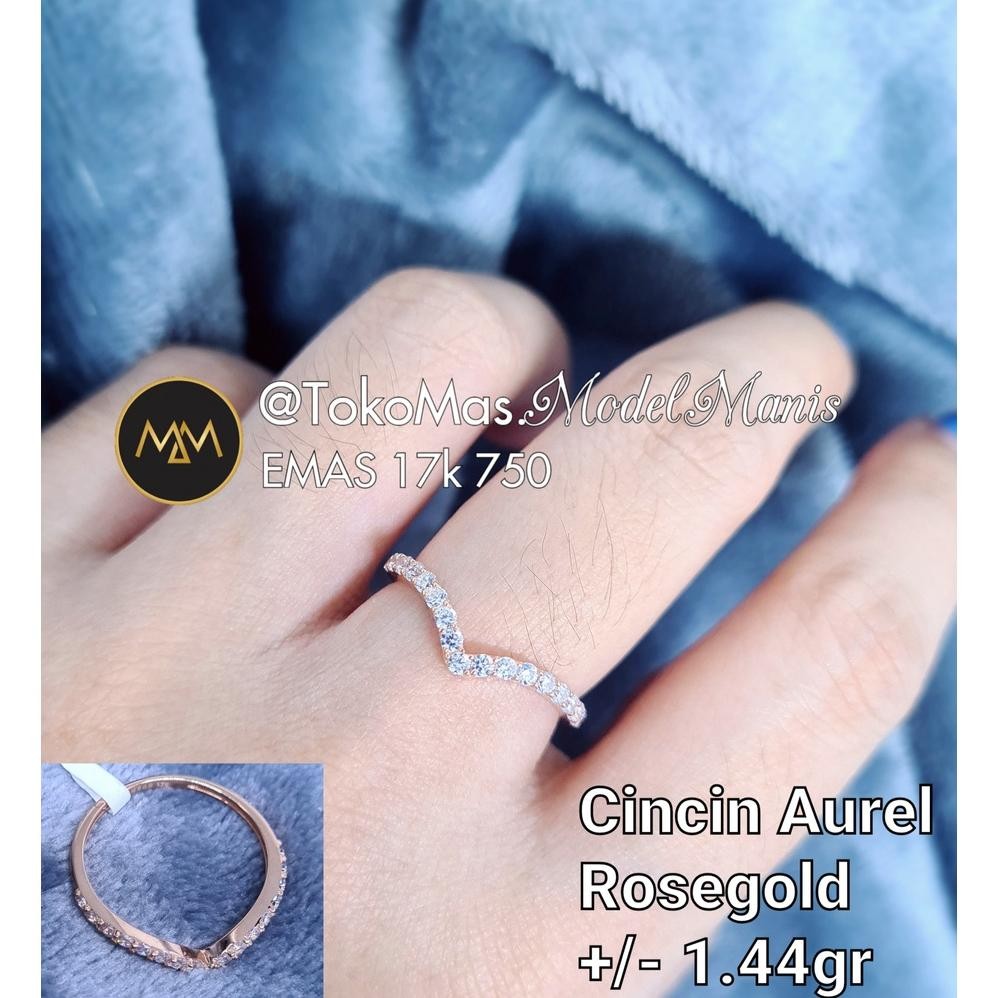 HJK Cincin Listring Aurel emas putih dan rosegold 750 kadar 17k