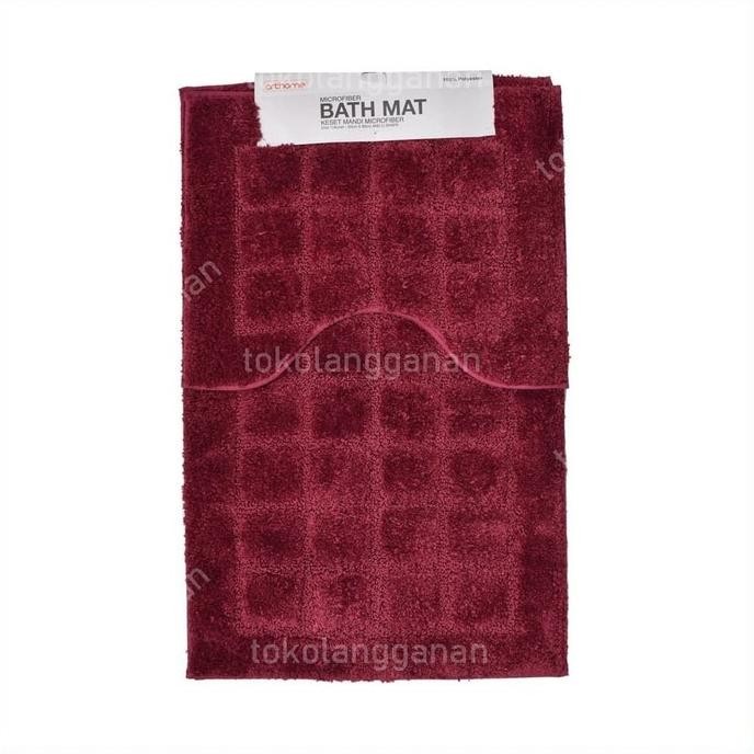 TERMURAH - Arthome Set Keset Kamar Mandi 50x80 Cm Dan Keset U Shape - Merah
