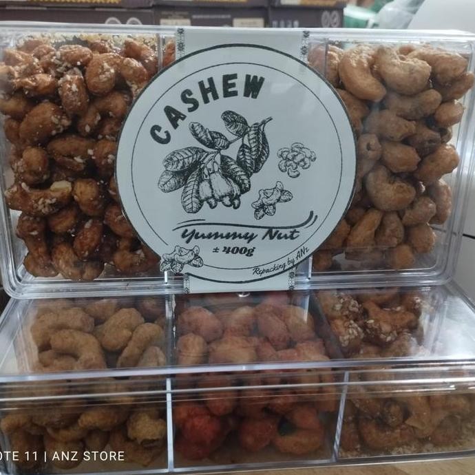 

Terlaris Kacang Mete Mix 3 Rasa Sekat Toples Pedas Wijen Crispy
