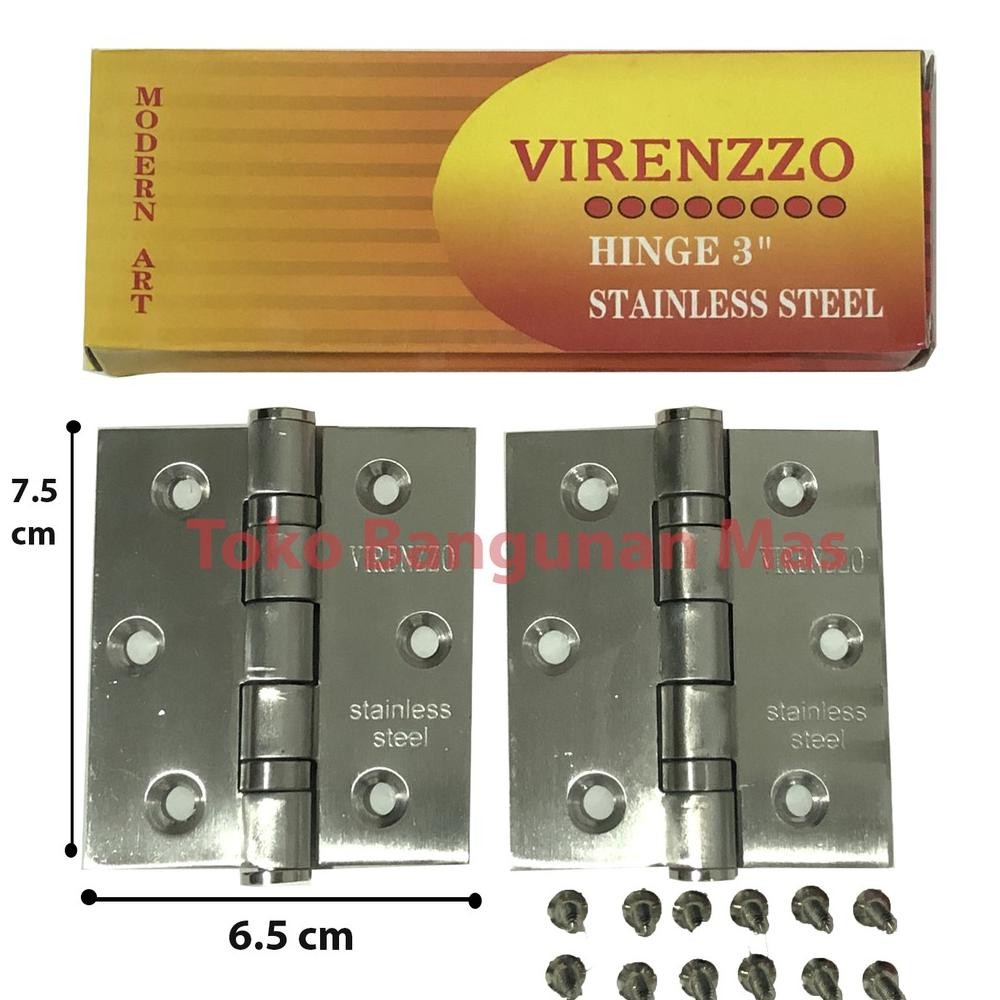 ND Engsel PINTU STAINLESS 3" Virenzzo SUS-304 ENGSEL JENDELA PINTU 100% STAINLESS