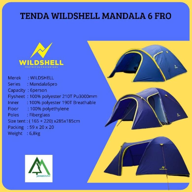 TENDA CAMPING WILDSHELL MANDALA KAPASITAS 6 | TENDA CAMPING MANDALA6 PRO WILDSHELL | AST