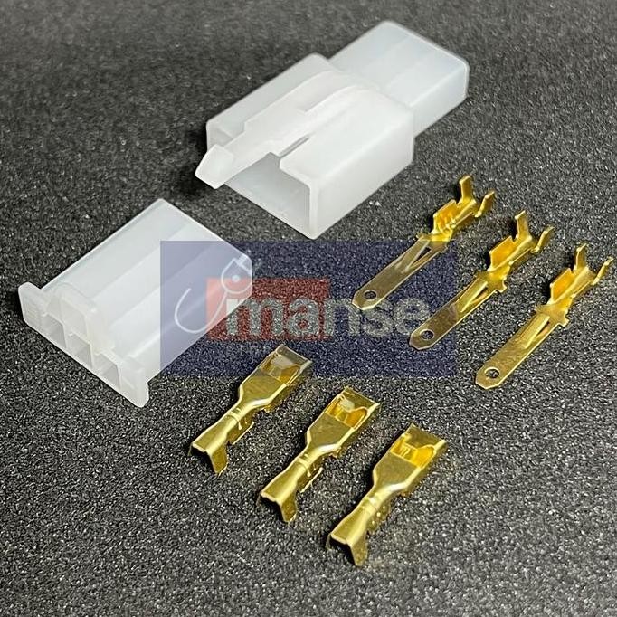 Socket Motor 3 Pin Kecil / Soket Konektor Kabel 3 Pin + Skun (Set)