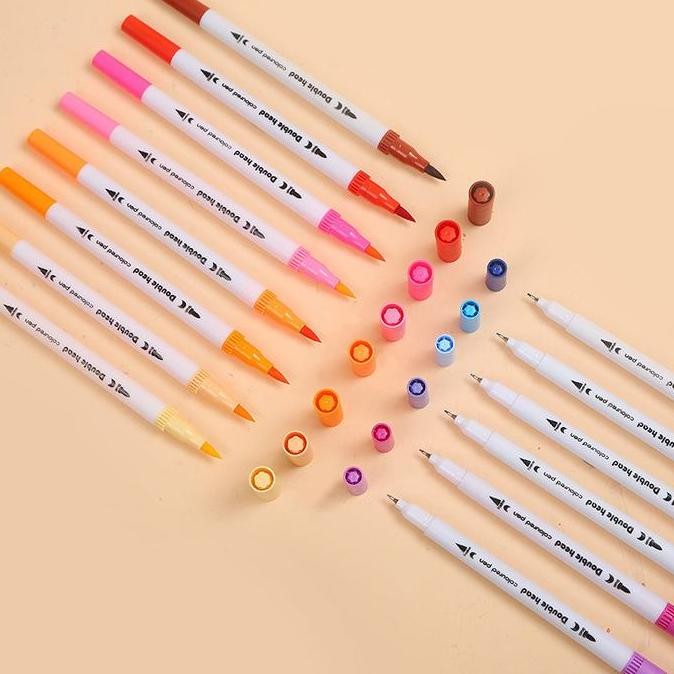 

Spidol Warna Set 12/36/60/100/120 Spidol Brush Pen 2 Tips Spidol Set Marker Drawing Pen Original