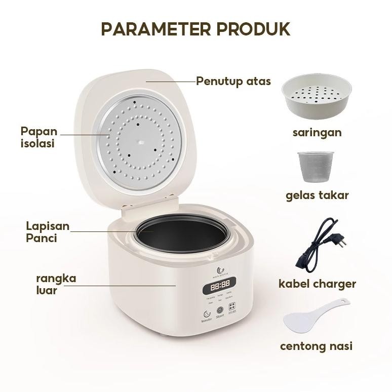 HJK HAN RIVER Magic Com 1.2 Liter Rice Cooker Digital 6 IN 1 Serbaguna Smart Penanak Nasi 400w
