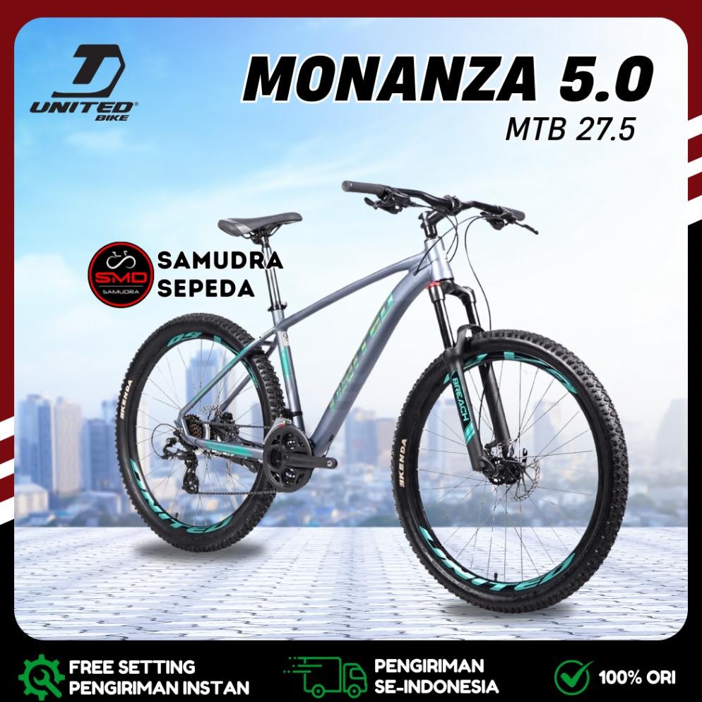 Sepeda Gunung MTB 27.5 United Monanza 5.0 Alloy 24s Hydrolic Murah BDG AST