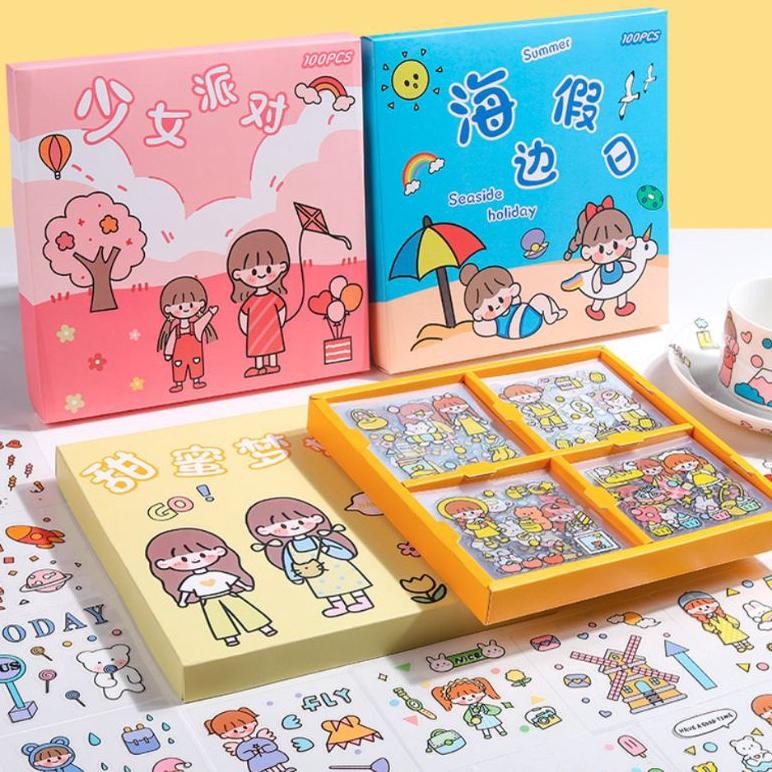 

Qw-7 Ed-7 Stiker Aesthetic Diy Buku Diary / Stiker Tumblr / Sticker Deco / Stiker Hp Laptop 1 Box Isi 100 Lembar Premium