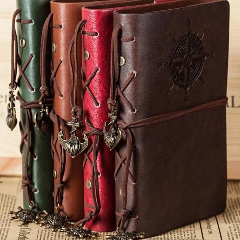 

Retro Spiral Notebook Diary Notepad Vintage Pirate Anchors Pu Leather Note Book Replaceable Stationery Gift Traveler Journal