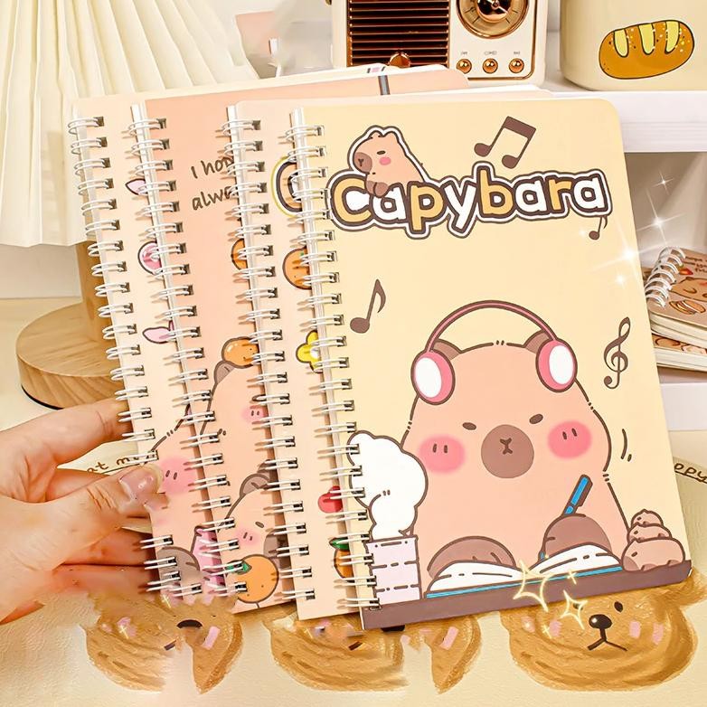 

A5 Notebook Cartoon Capybara Line Circle Cute Diary Book Exam Preparation Resource Organizer Notebook 145*210Mm