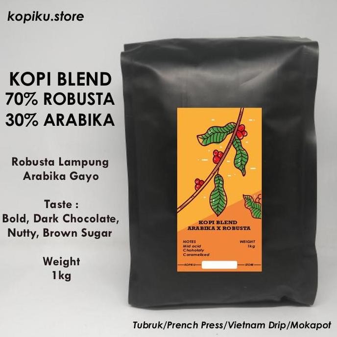 

Kopi Blend 70% Robusta + 30% Arabika 1kg (Biji / Bubuk)