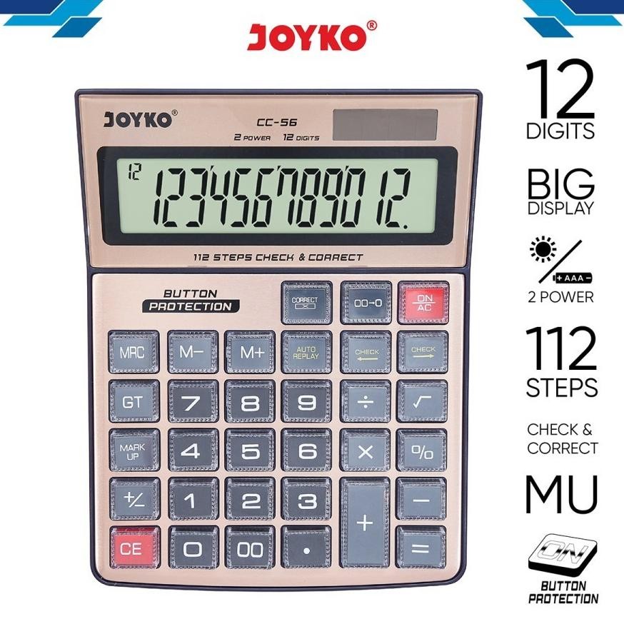 

Evy-510 Er-6 Joyko Cc-56 Check & Correct Calculator - Kalkulator With Button Protection 12 Digit Cek Ulang Terlaris
