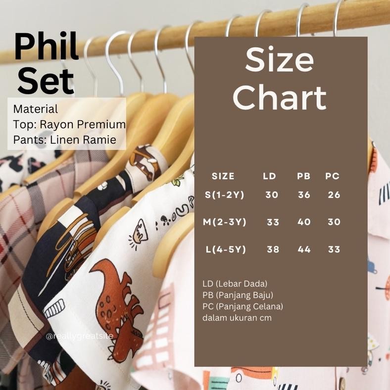 ND Kidswearup Phil Set - Family Set Rayon - Setelan Rayon Anak - Setelan Anak Motif