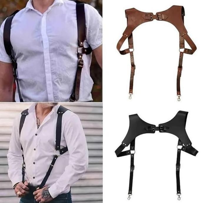 Murah Pu Leather Suspender Suspender Kulit Pu Suspender Pria Kulit Suspender Backpack Suspender Dewa