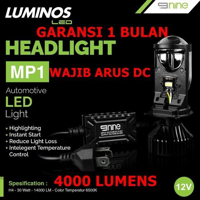 LAMPU LED H4 MINI PROJECTOR MP1 9NINE LUMINOS SUPER TERANG MO