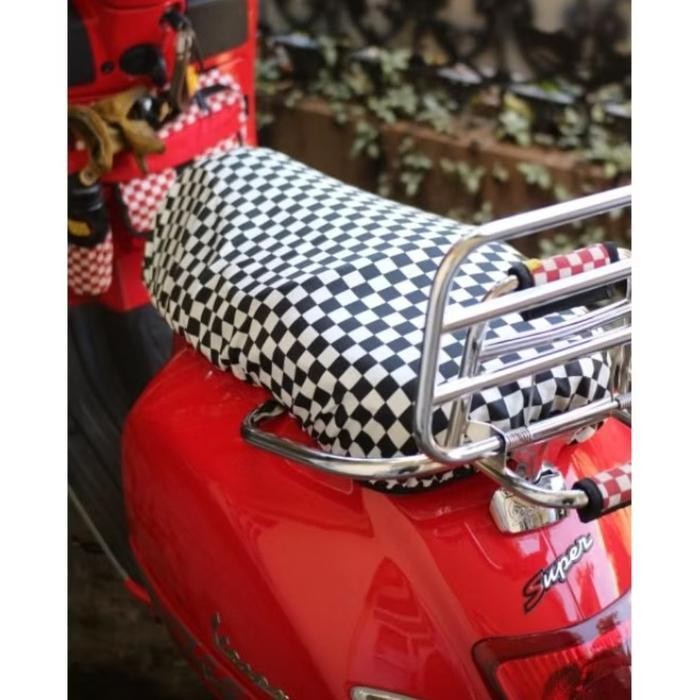 Seat Cover Checkerboard Sarung Jok Motor Catur Vespa Klasik Modern Original Dan Terpercaya
