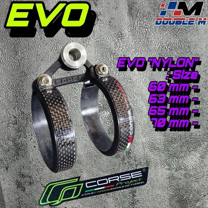 Klem Kleman Breket Knalpot 2 Tak Carbon Karbon Selencer Arrow