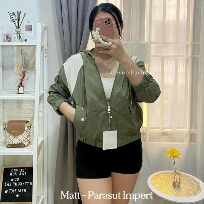 Gliveo (Cod) - Jaket Korea Parasut Import Premium / Jaket Parasut Cewek / Jaket Hoodie Wanita Terlar