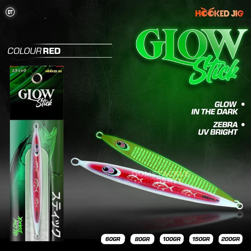 TERMURAH Umpan Metal Jig Full GID Premium Glow Stick 60gr 80gr 100gr 150gr 200gr By Hooked Jig Glow 