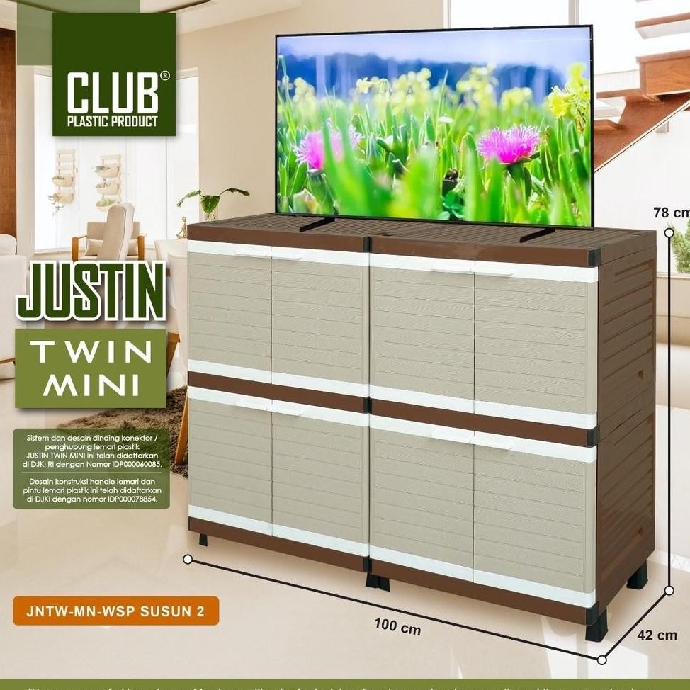 Lemari Pakaian / Lemari Plastik Susun / Rak TV Club Minimalis Serbaguna Susun Justin Twin Mini Club 