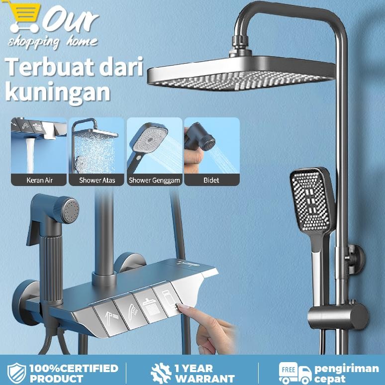Shower Kamar Mandi 4 Dalam 1 Set Shower / Sprayer Panas Dan Dingin Set Kamar Mandi Besi Tahan / Show