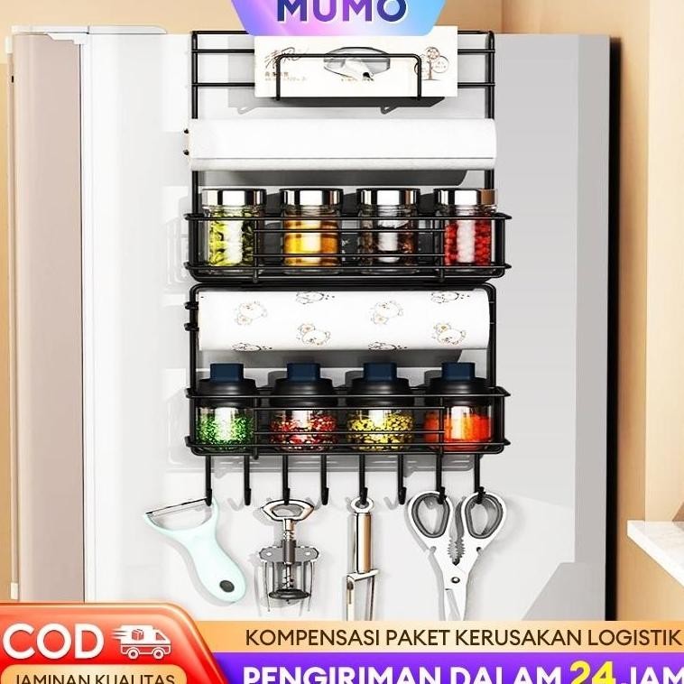 Rak Gantung Kulkas Dapur stainless steel Rak samping kulkas Rak bumbu dapur