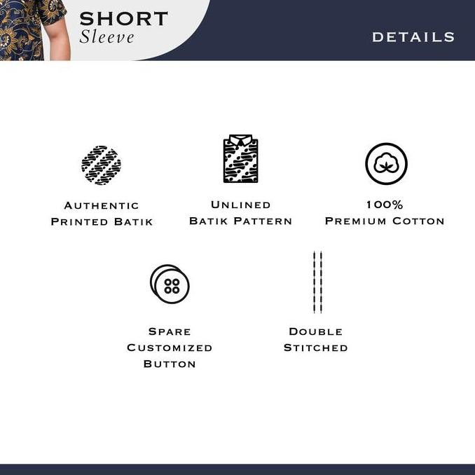 JAYASHREE - Batik Regfit Hiranya Navy Kemeja Batik Pria Lengan Pendek - Baju Batik Dewasa Kerah Ber 
