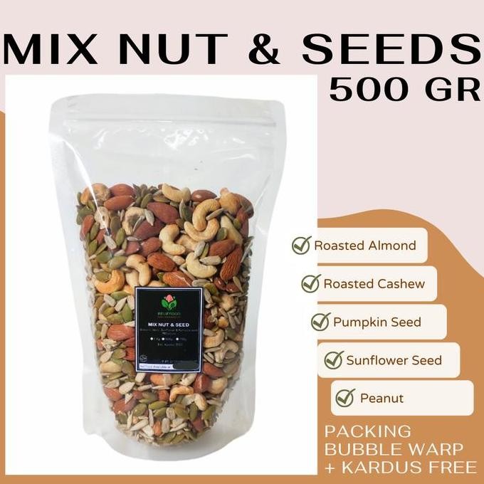 

MIX NUT & SEEDS 500 GRAM PREMIUM 4 VARIAN - ALMOND METE MEDE BIJI BUNGA MATAHARI PUMPKIN FOOD CEMILAN SNACK TERMURAH