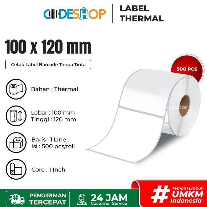 

new eshop stiker label bare 100x120 mm thermal 1 line isi 500 pcs