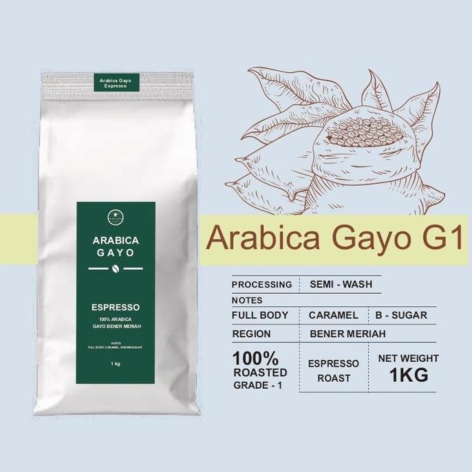 

KOPI ESPRESSO ARABIKA ACEH GAYO 1KG - BIJI/BUBUK TERMURAH