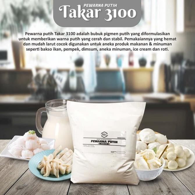 

Produk Baru!! Pewarna Putih Takar 3100 {450g} / Pewarna makanan / Pewarna minuman / Pemutih Makanan / Tidak sama dengan titanium dioxide / Pemutih dimsum / pemutih mie / pemutih bakso / pewarna selai