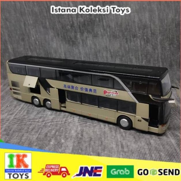 Terlaris Diecast Miniatur Mainan Pajangan Bus Double Decker Bahan Besi Murah