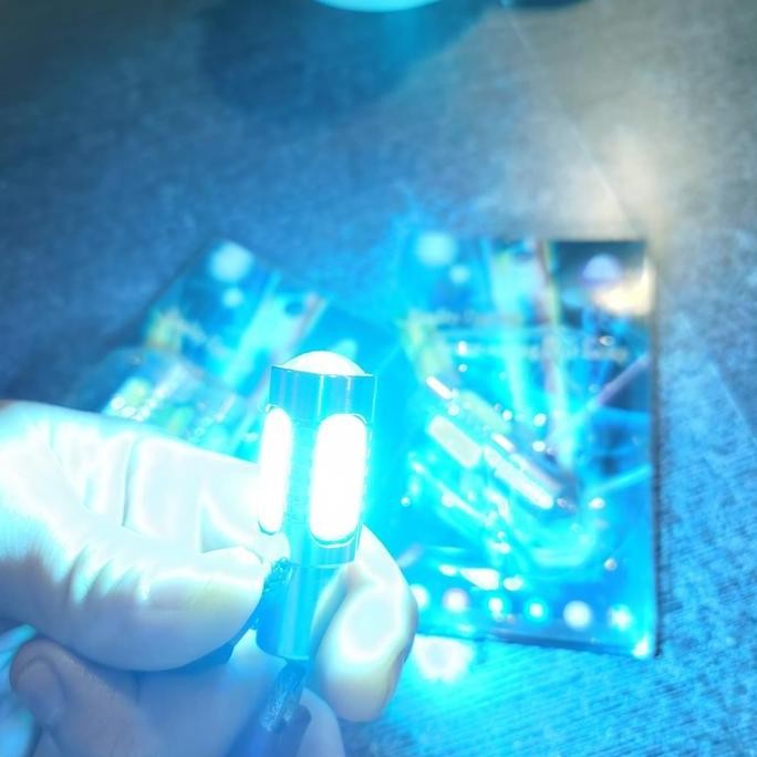 Promo Led cob T20 gepeng / S25 bayonet bulat lampu Sein ritting ice blue COD