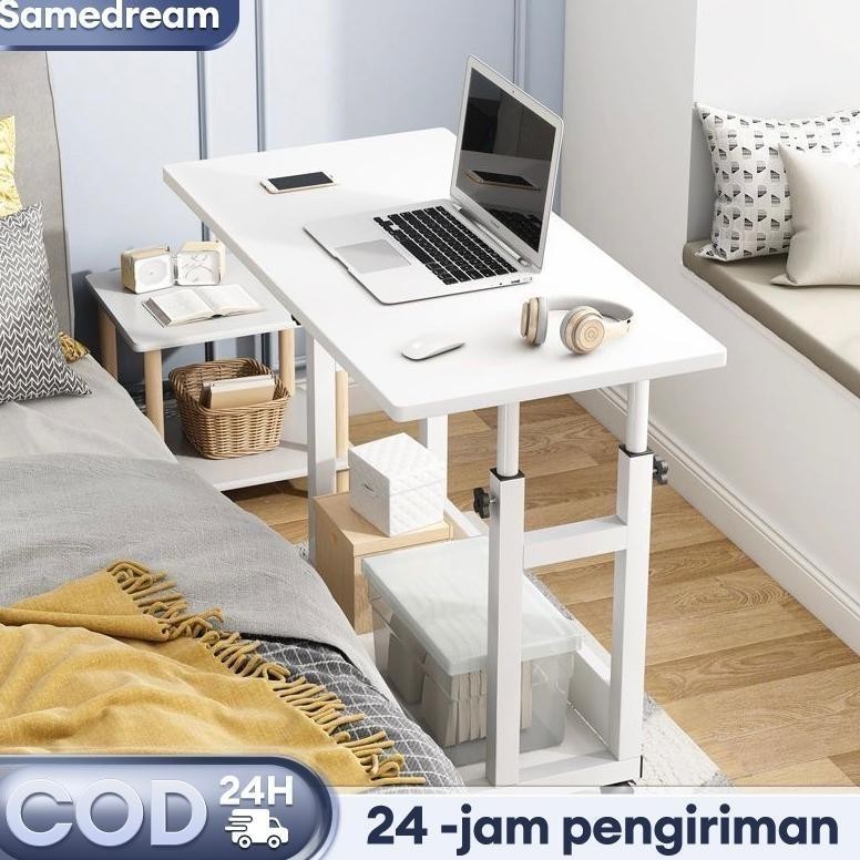 Meja Laptop Lipat Adjustable dengan Roda  Meja Belajar  Meja Laptop Roda