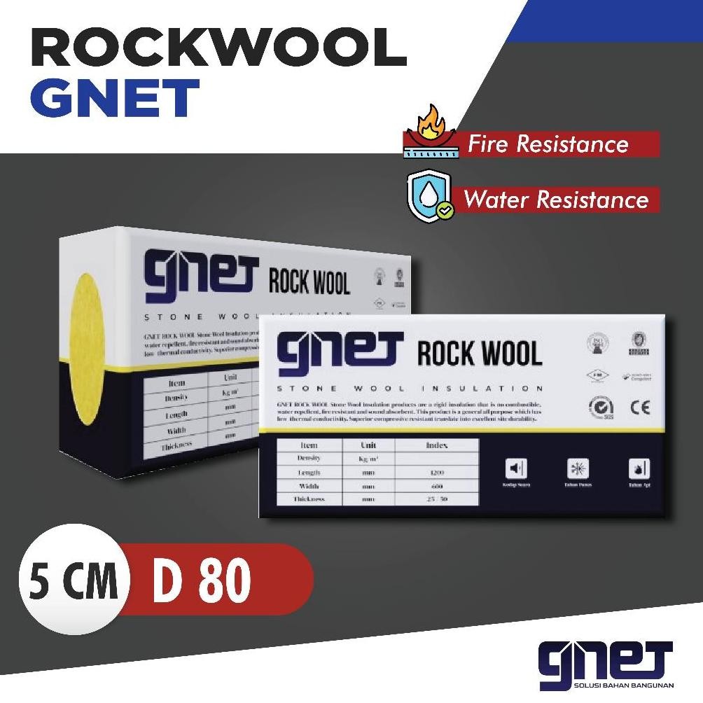 Rockwool GNET Peredam Suara / D80 5cm / Peredam Ruangan / Peredam Panas