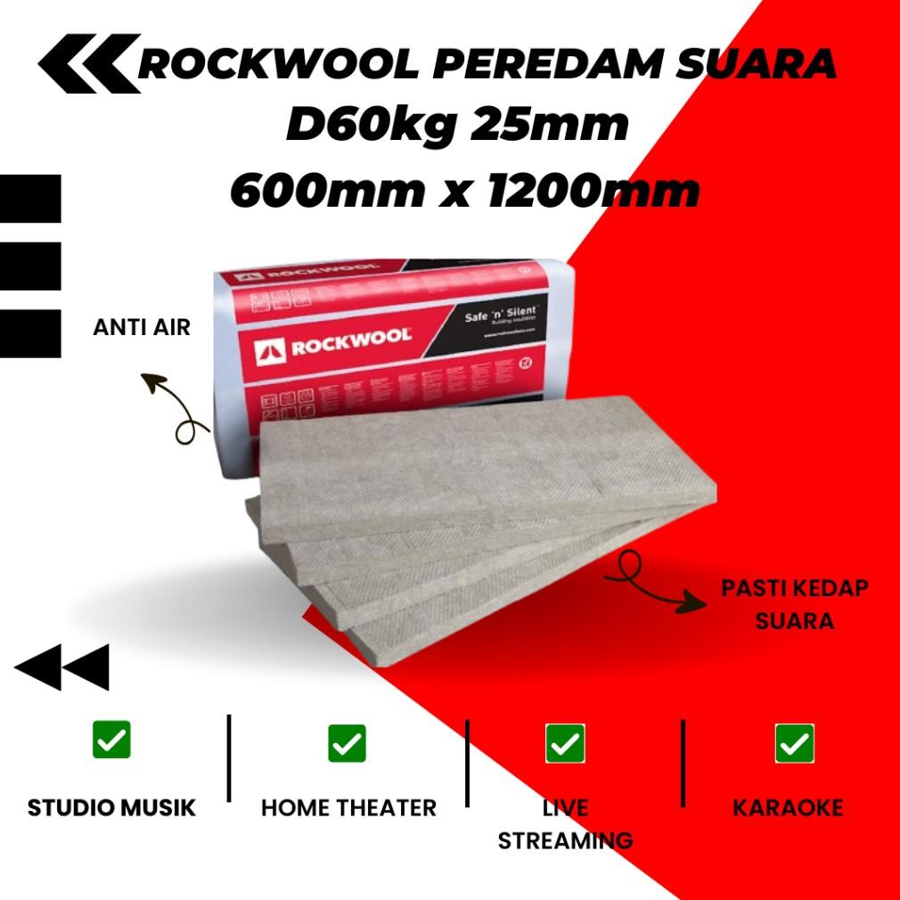Rockwool D60KG 25MM Pack (12 Pcs) Peredam Suara | Rockwool Peredam Panas | ROCKWOOL Malaysia Import