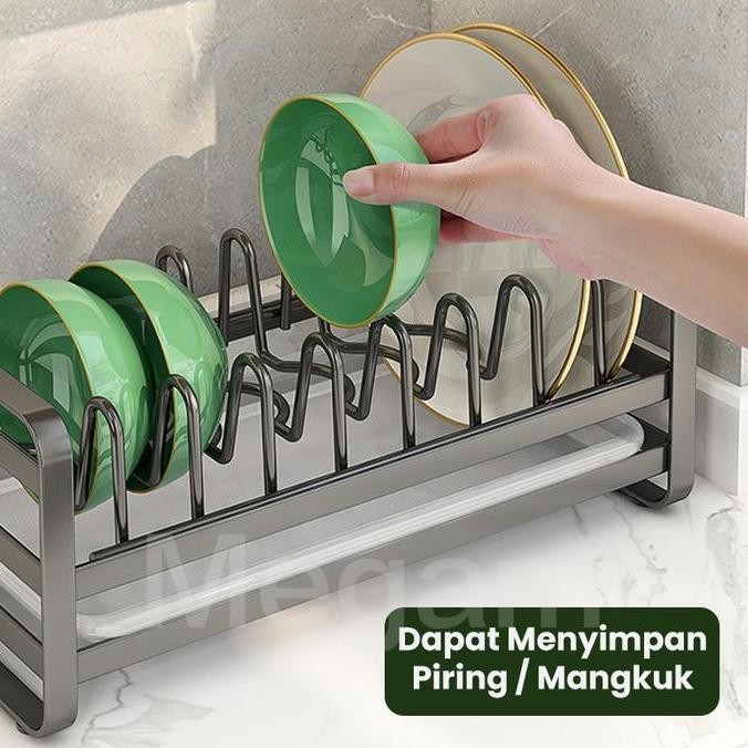 Megam Rak Piring Besi Kecil Minimalis Rak Dapur Dinding Serbaguna Tempat Sendok Gelas Pisau Stainles