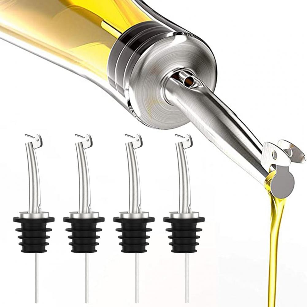 

4 Buah Alat Penuang Anggur Alkohol Tahan Bocor Alat Penuang Anggur dengan Tutup Cerat Minyak Botol M